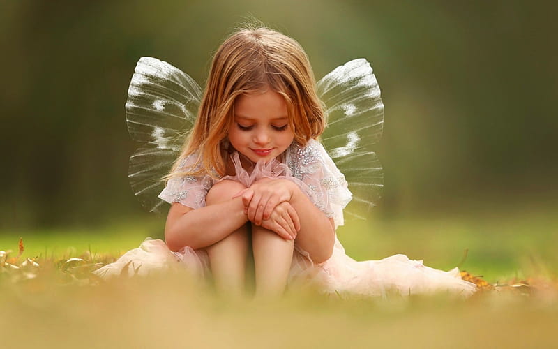 A small girl - butterfly, wings, A small girl, child, butterfly, HD wallpaper