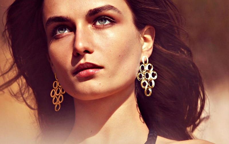 Andreea Diaconu, girl, model, earrings, romanian, jewel, face, woman, HD wallpaper