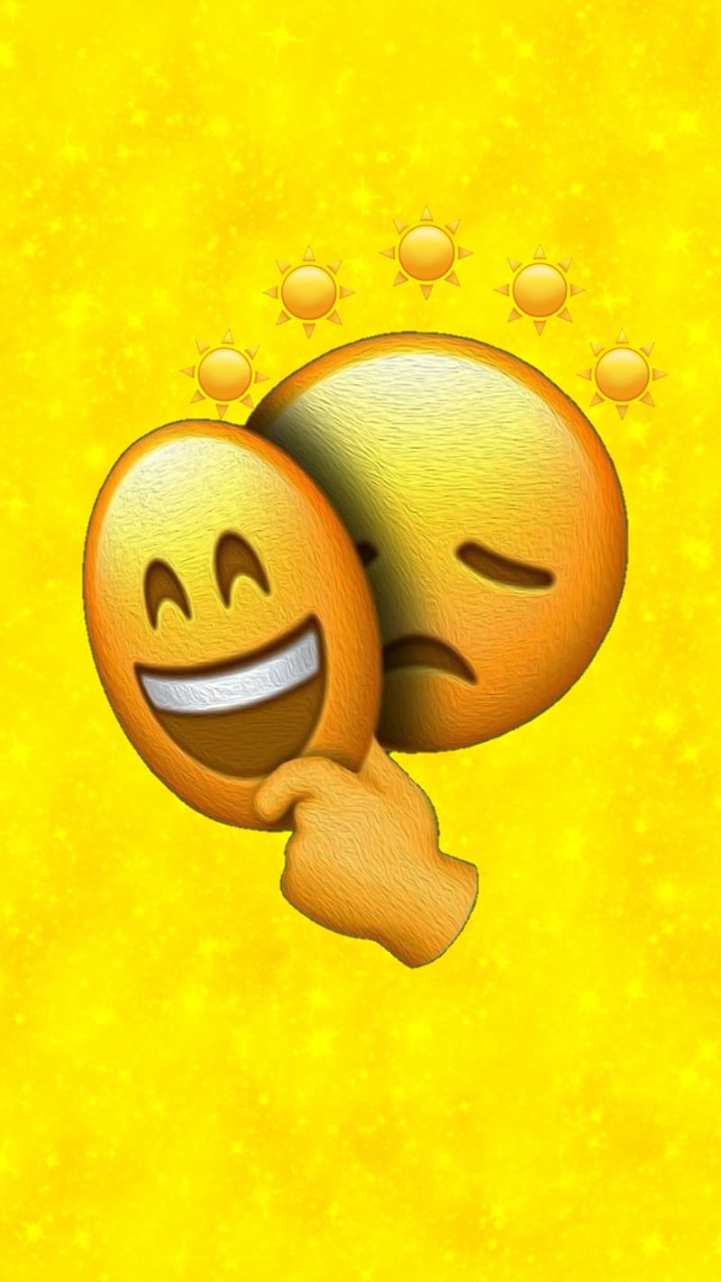 Fake Smile, Emoji With Sun, emoji, sun, emotion, HD phone wallpaper
