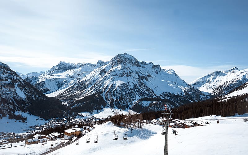 Winter Vacation Ski slopes Lech am Arlberg Austria, HD wallpaper