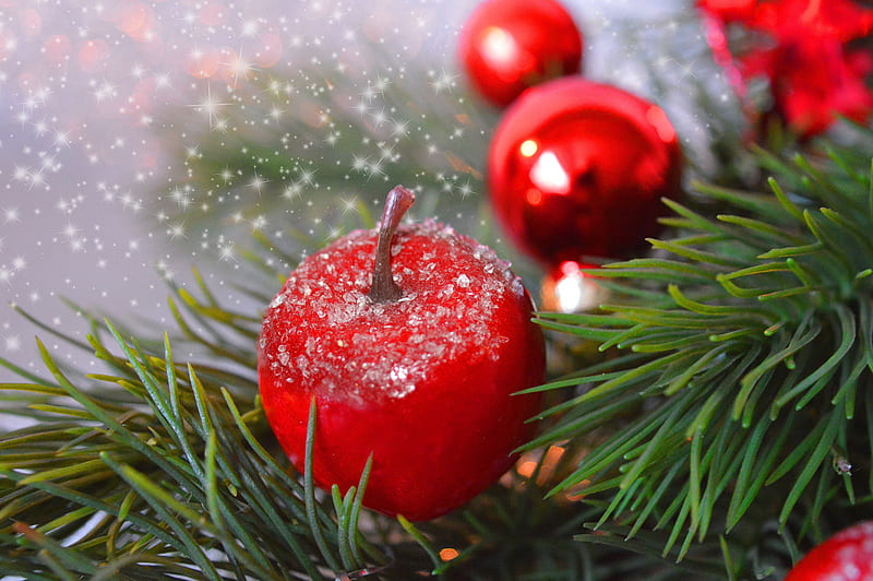 Holiday, Christmas, Apple, Bauble, HD wallpaper
