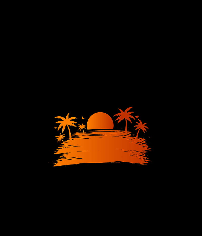 palm, sunset, vector, art, sun, HD phone wallpaper