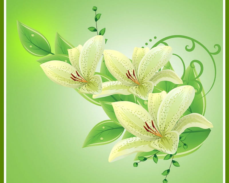 Green flowers, desenho, art, flowers, green, HD wallpaper | Peakpx