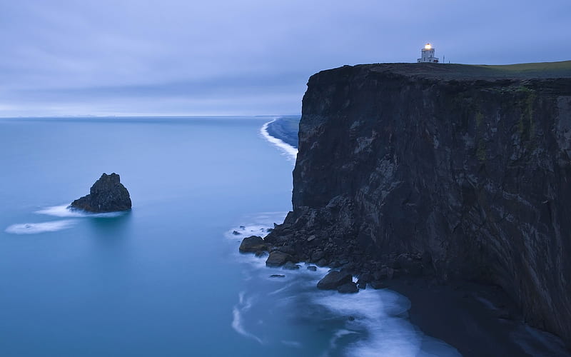 Iceland Dyrholaey lighthouse, HD wallpaper