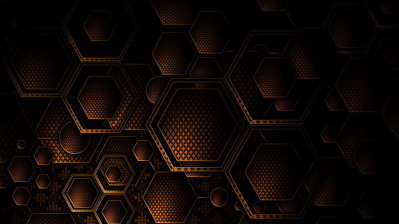 texture, geometry, hexagons, brown, dark, HD wallpaper