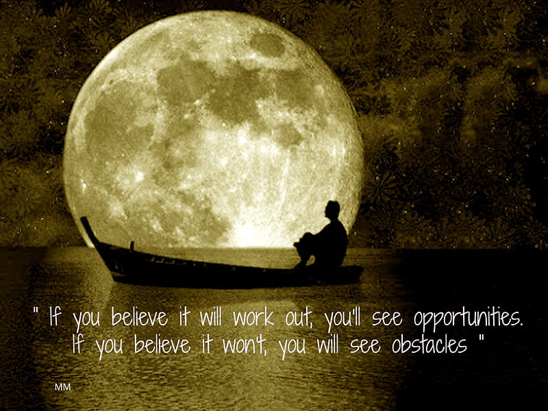 Opportunity, moon, boat, quotes, obstacles, lonely, HD wallpaper