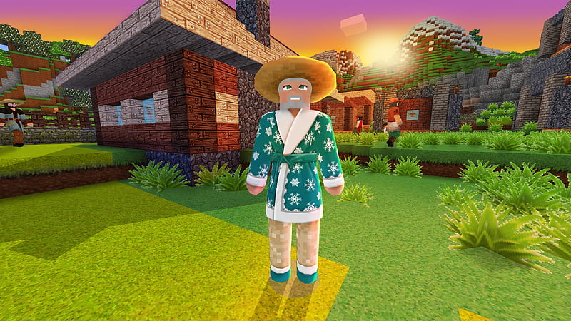 Wandering Trader in Holiday Pajamas: Christmas Skins in Realmcraft Minecraft Clone, games, 3d game, minecraft house, building game, sandbox game, video games, game design, play games, open world game, cube world, minecraft update, action adventure, realmcraft, minecraft, animals, minecraft mob, fun, letsplay, minecrafter, blockbuild, minecraft tutorial, gameplay, pixel games, pixels, minecraft, mobile games, HD wallpaper