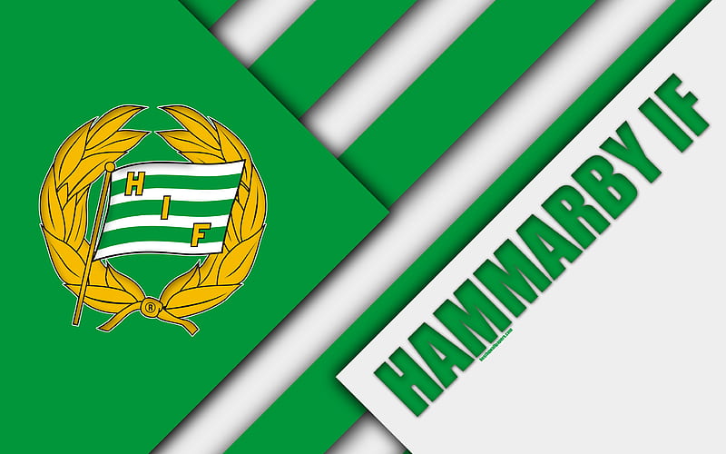 Hammarby IF logo, material design, Swedish football club, white green abstraction, Allsvenskan, Stockholm, Sweden, football, Hammarby FC, HD wallpaper