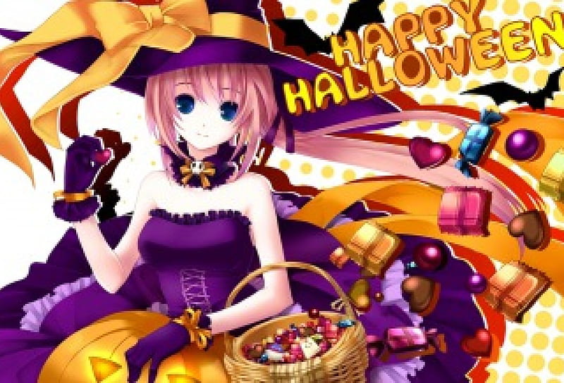 Happy Halloween witch fantasy halloween anime pumpkin cartoon HD  wallpaper  Peakpx
