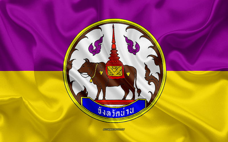 Flag of Nan Province silk flag, province of Thailand, silk texture, Nan flag, Thailand, Nan Province, HD wallpaper