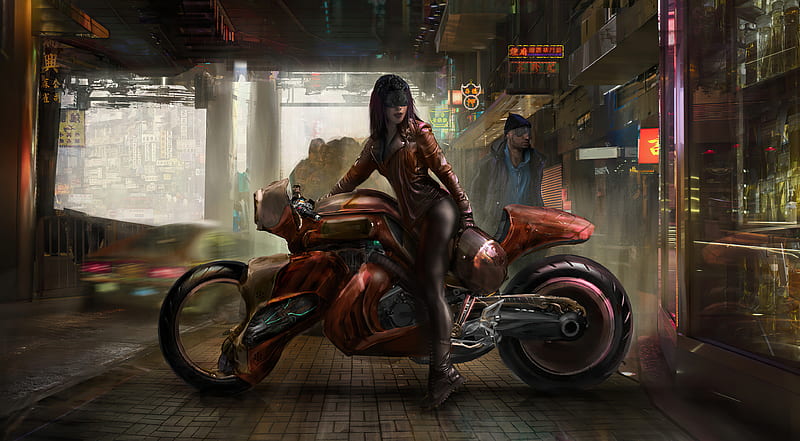4k Free Download Sci Fi Cyberpunk Futuristic Girl Motorcycle Vehicle Woman Hd Wallpaper 4195