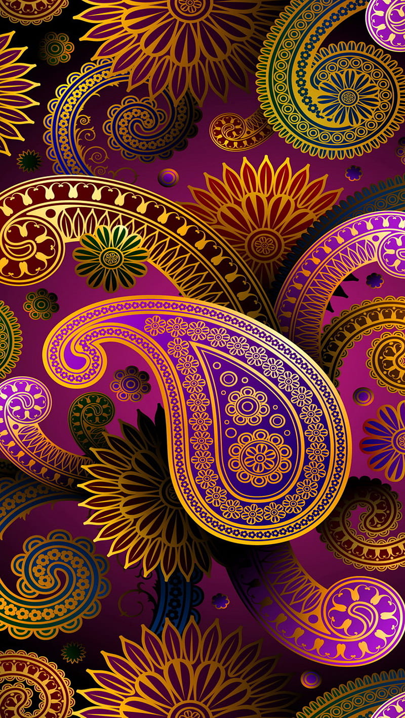 Paisley Pattern, abstract colorful, texture background, HD phone wallpaper