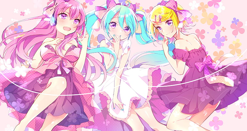 Anime, Vocaloid, Hatsune Miku, Luka Megurine, Rin Kagamine, HD wallpaper
