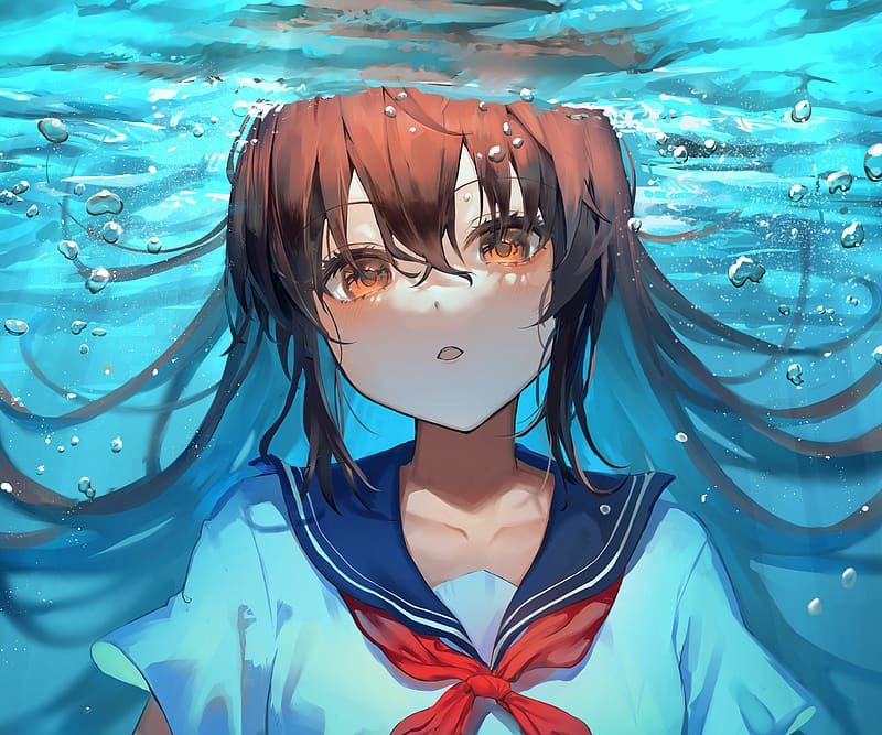 Anime, Girl, Underwater, HD wallpaper