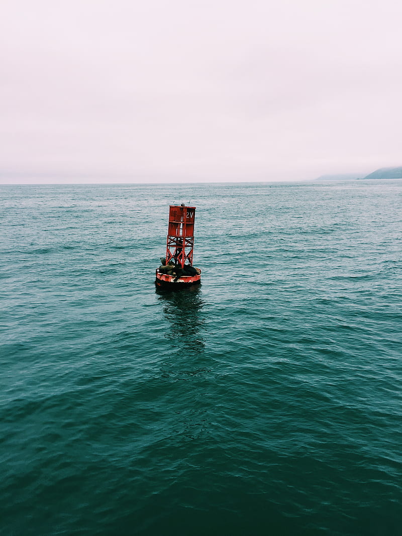 red buoy on body of water, HD phone wallpaper