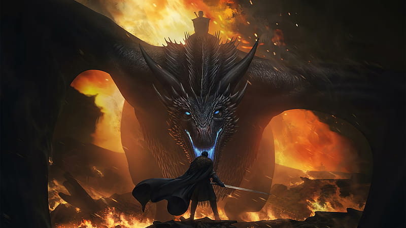 Night King Dragon Vs Jon Snow , jon-snow, night-king, dragon, tv-shows, HD wallpaper
