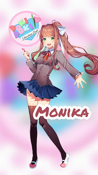 Monika, anime girl, ddlc, doki doki literature club, girl, spring,  springtime, HD phone wallpaper