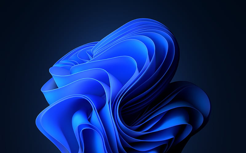 Dark Blue Folds 2021 Windows 11 Dynamic, HD wallpaper