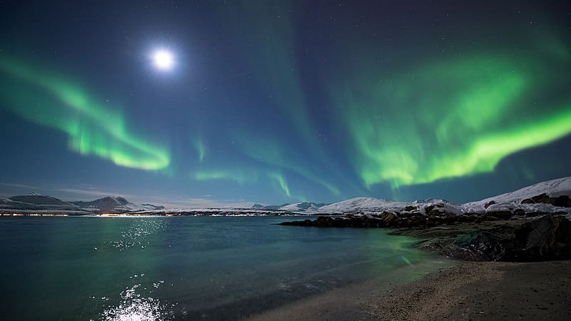 Nature, Sky, Night, Lake, Light, , Aurora Borealis, Arctic, Aurora Australis, HD wallpaper