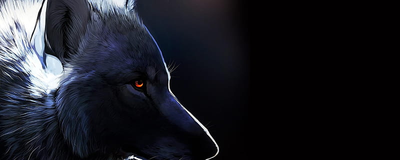 Black wolf drawing - Dark creative, Dual Monitor Wolf, HD wallpaper