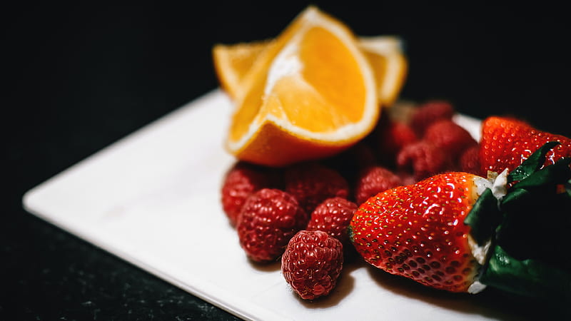Food, Berry, Raspberry, Strawberry, orange (Fruit), HD wallpaper