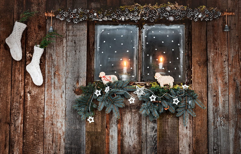 Holiday, Christmas, Candle, Christmas Ornaments, Christmas Socks, Window, HD wallpaper