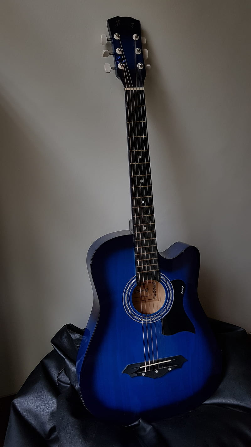 guitar, musical instrument, blue, HD phone wallpaper