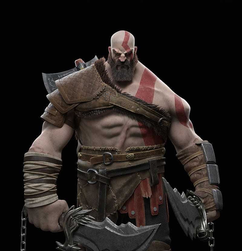 Kratos, ArtStation, God of War, frontal view, HD phone wallpaper