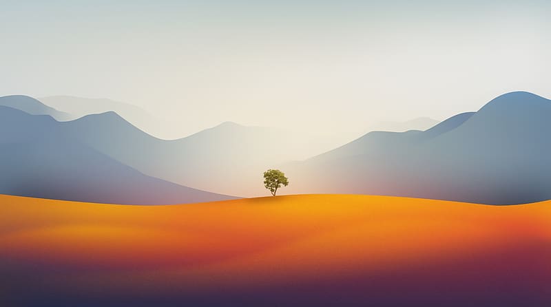 Green Tree Desert Ultra, Aero, Vector Art, Green, Desert, Tree, HD wallpaper