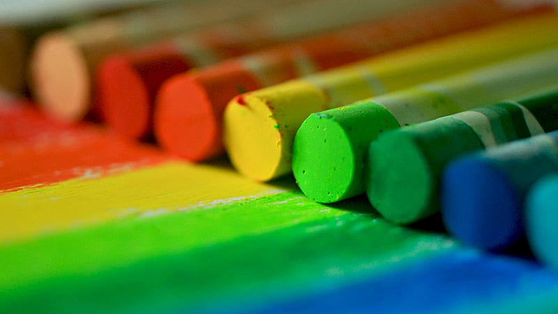 Colored Chalk, red, green, colored, macro, yellow, chalk, blue, HD wallpaper