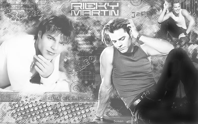 Ricky Martin, black n white, singer, music, HD wallpaper