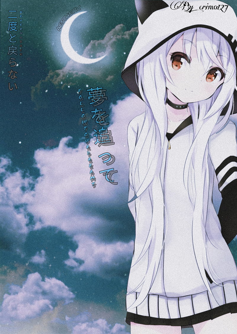 loli in moonlight, aethetic anime, cute, good vibes, kawaii, loli, moonlight, HD phone wallpaper