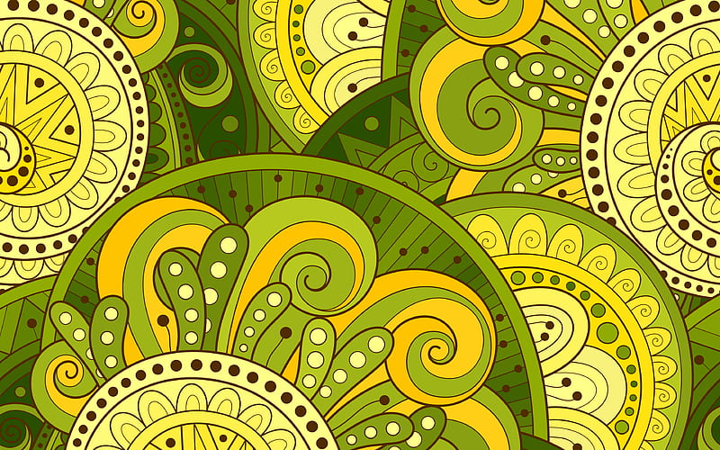 green paisley background paisley patterns, floral patterns, background with flowers, retro paisley patterns, retro floral background, HD wallpaper
