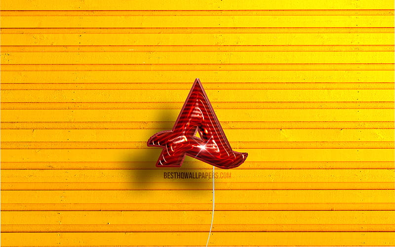 Afrojack logo Nick van de Wall, red realistic balloons, dutch DJs, Afrojack 3D logo, yellow wooden backgrounds, Afrojack, HD wallpaper