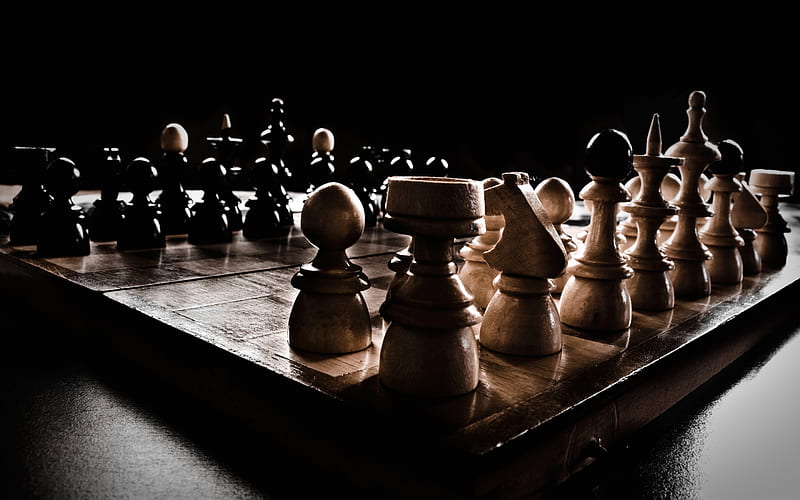 chess, game, chessboard, wooden chess pieces, HD wallpaper