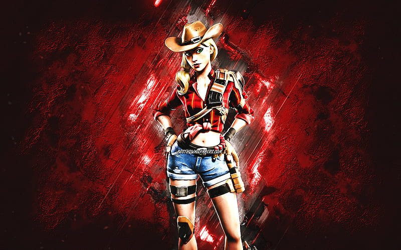 Fortnite Rustler Skin Fortnite Main Characters Red Stone Background Rustler Hd Wallpaper 4807