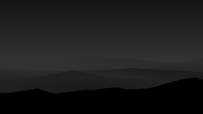Dark Night Mountains Minimalist , minimalist, minimalism, mountains, dark, black, simple-background, dribbble, oled, HD wallpaper