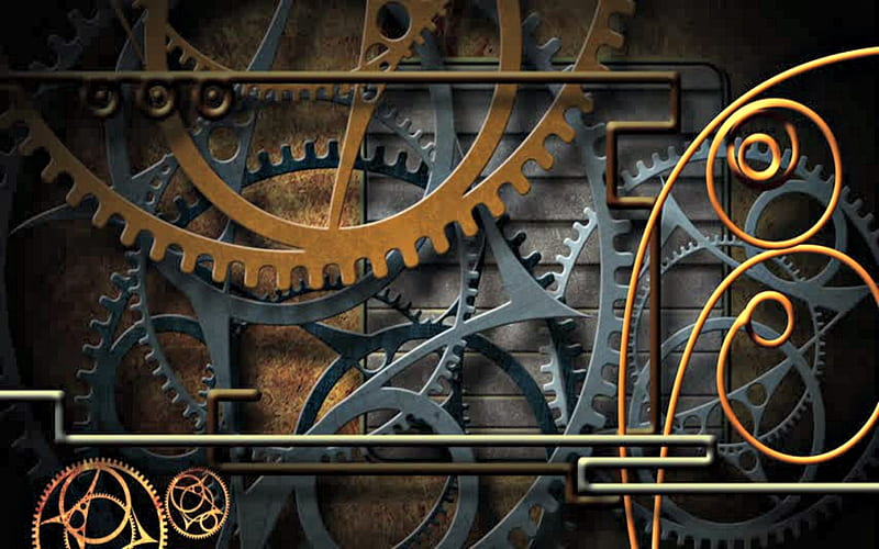 Steampunk, Abstract, Gears, Fantasy, HD wallpaper