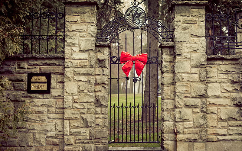 A gift, red, fence, mail, indoor, gift, wall, door, loop, graphy, beauty, HD wallpaper