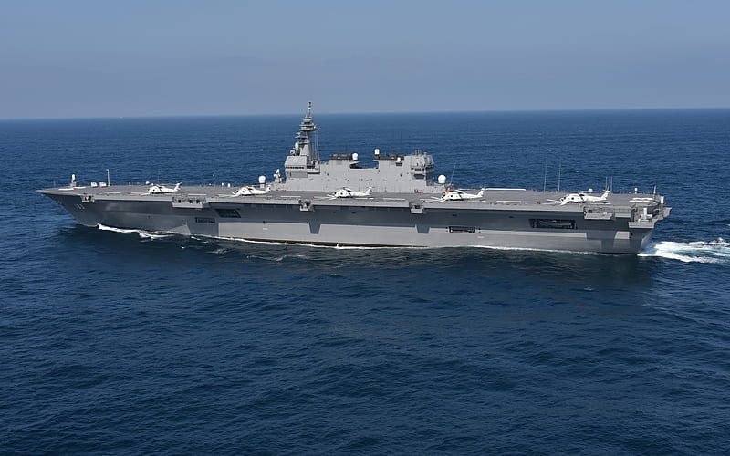 DDH-183, JS Izumo, largest Japanese warship, helicopter carrier, JMSDF, Japan Maritime Self-Defense Force, HD wallpaper