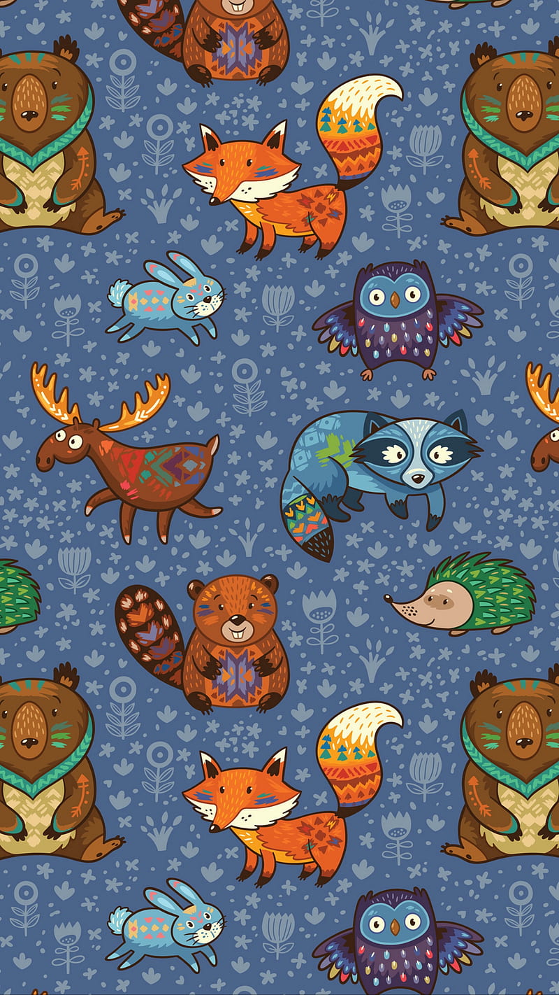 Animals Doodle , vector, colorful, pattern, HD phone wallpaper