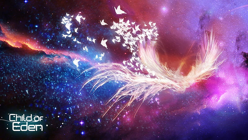 Child of Eden, fantasy, wings, bird, phoenix, game, pink, blue, HD wallpaper  | Peakpx