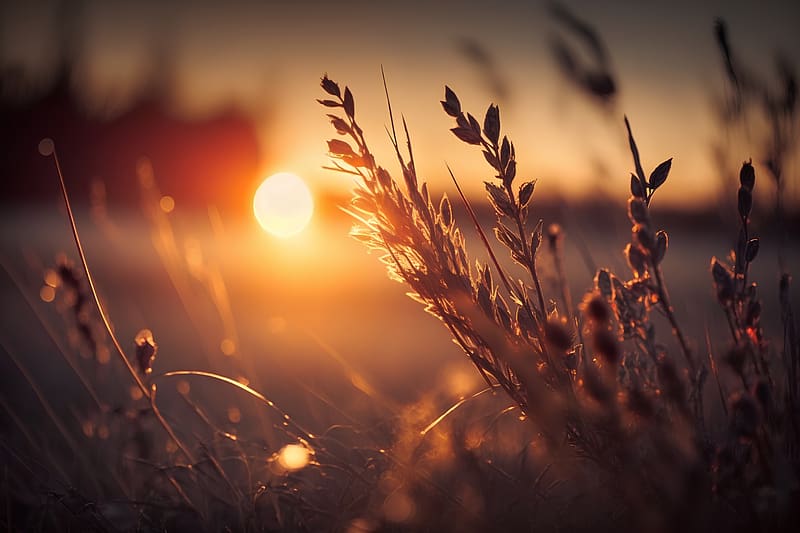 Sunset over the Meadow, Field, Summer, Meadow, Clouds, HD wallpaper