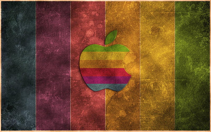 Retro Apple, apple, retro, stripes, colored, computer, technology, multi,  HD wallpaper | Peakpx