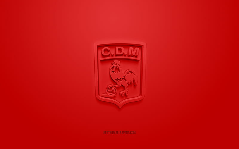 Deportivo Moron, creative 3D logo, red background, Argentine football team, Primera B Nacional, Moron, Argentina, 3d art, football, Deportivo Moron 3d logo, HD wallpaper