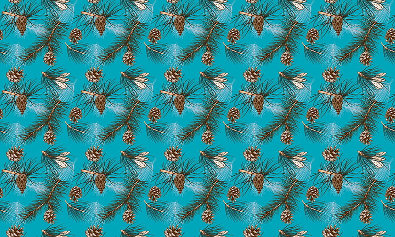 Texture, pattern, paper, pine cone, white, blue, HD wallpaper