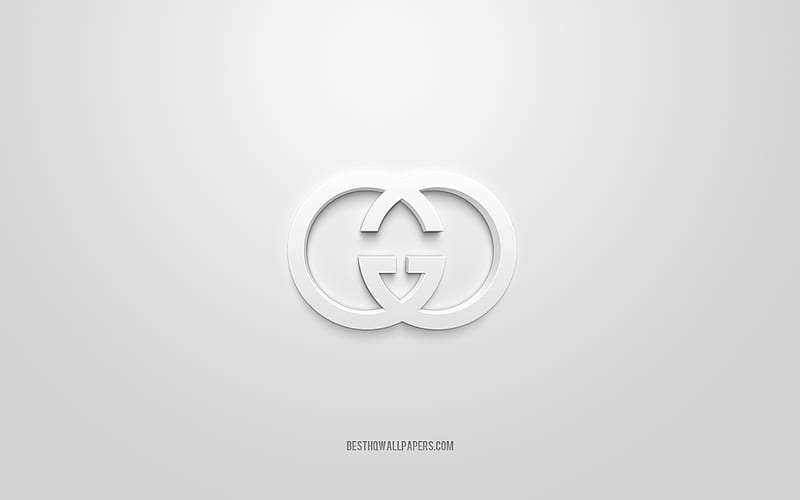 Gucci logo, white background, Gucci 3d logo, 3d art, Gucci, brands logo, white 3d Gucci logo, HD wallpaper
