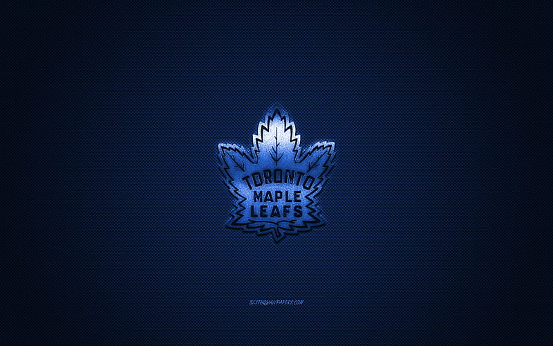 Toronto Maple Leafs, Canadian hockey club, NHL, blue logo, blue carbon fiber background, hockey, Toronto, Ontario, Canada, USA, National Hockey League, Toronto Maple Leafs logo, HD wallpaper