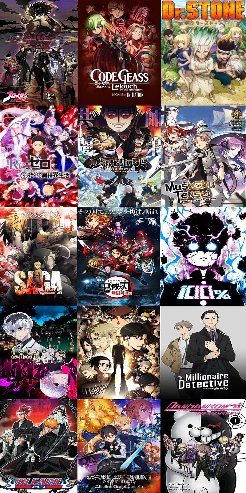 Anime Mix, animes, attack on titan, bleach, code geass, jojo