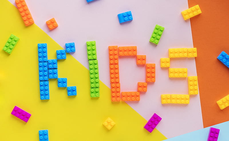 Kids Ultra, Cute, Creative, Colorful, Building, Typography, Children, toys, Lego, Text, kids, Bricks, Plastic, playroom, blocks, HD wallpaper